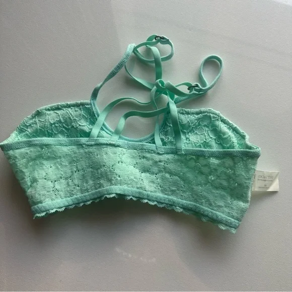 NWOT Gilly Hicks Low Front Strappy Lattice Crossback Lace Bralette in Mint Green - Picture 6 of 7